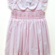 1点もの☆小さな薔薇がポイントのスモッキング刺繍ワンピース（70 