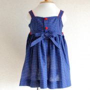 1点もの☆ドット柄がかわいいスモッキング刺繍ワンピース(90-95cm 